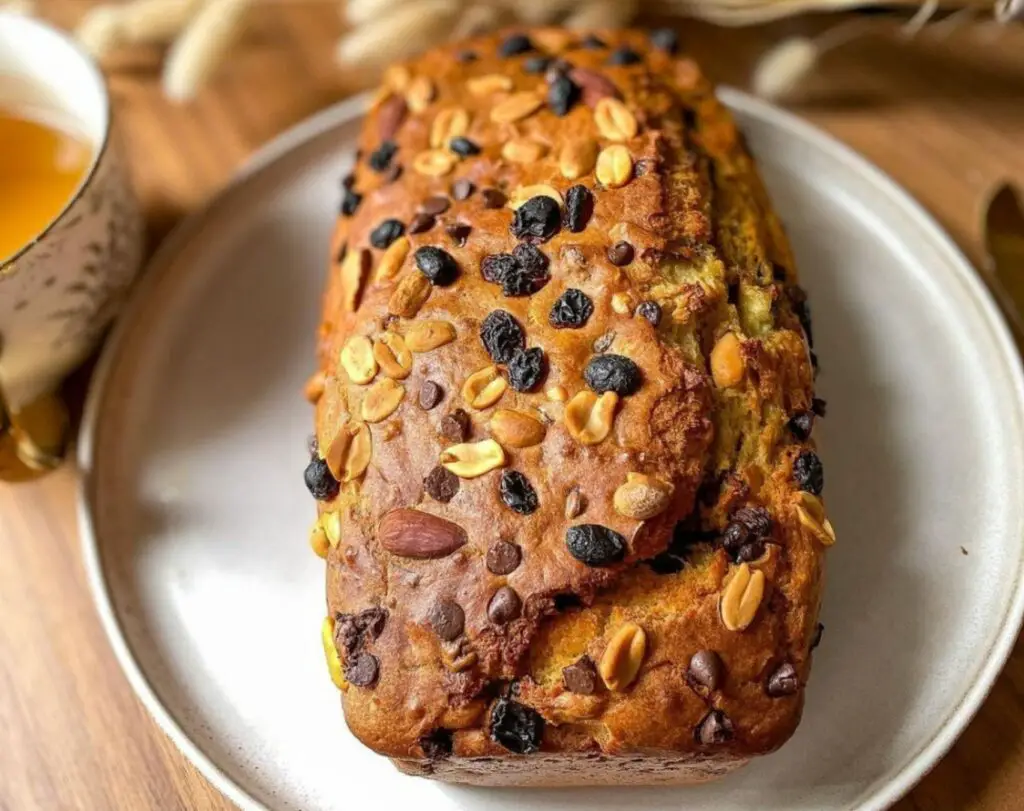 torta di banane, noci e uvetta con gocce di cioccolato