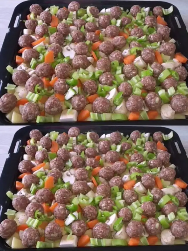 VERDURE CON POLPETTE PREPARATE IN FORNO IN 15 MINUTI!