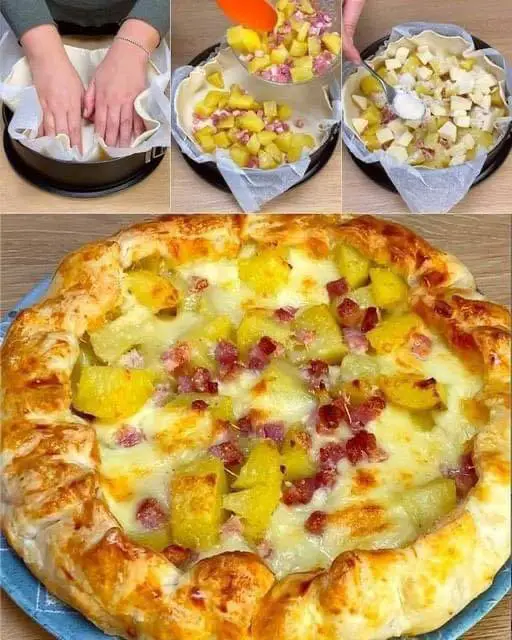 Crostata di patate, speck e formaggio in pasta sfoglia