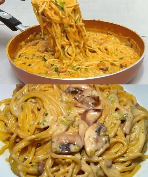 Spaghetti ai funghi in padella