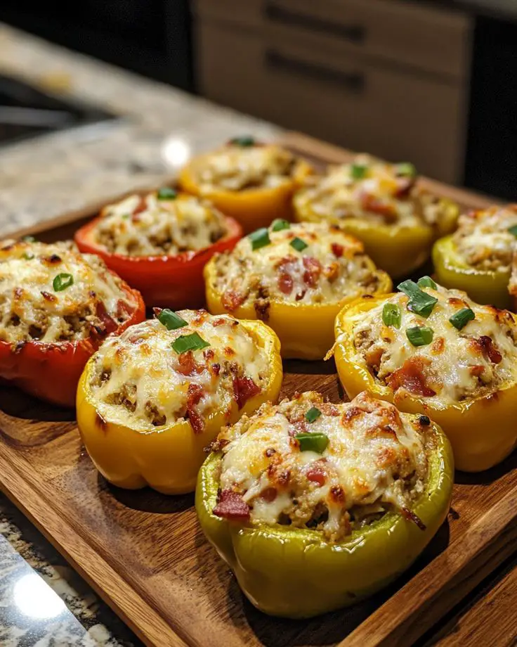 Peperoni ripieni di pollo al bufalo