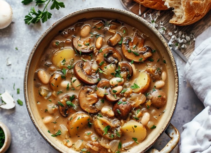 Sformato al forno con funghi, fagioli bianchi e porri