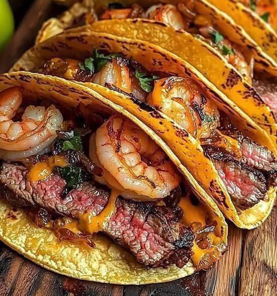 🌮🥩 Tacos di bistecca e gamberi alla maniera di strada 🥩🌮