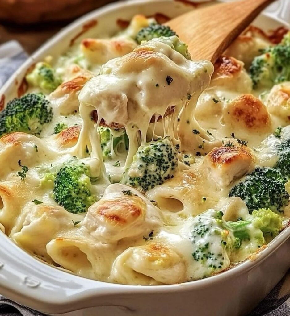 Pollo e broccoli alfredo al forno