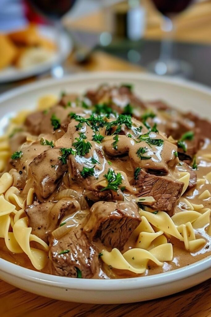 Pasta con cipolle e manzo