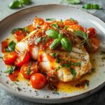 Salmone al forno con crema di spinaci e pomodori