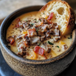 Zuppa di philly cheesesteak in una sola pentola con pancetta e toast al formaggio 🥣🥓🧀