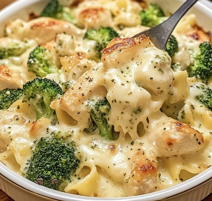 Casseruola di pollo e broccoli Alfredo