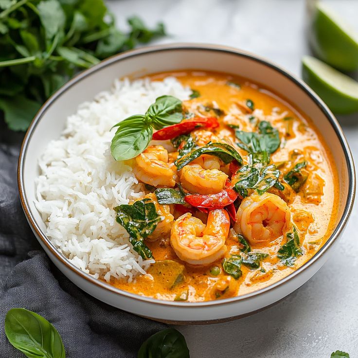 Semplice curry thailandese al cocco con gamberetti