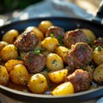 Boulettes con salsa di funghi selvatici campione e patate