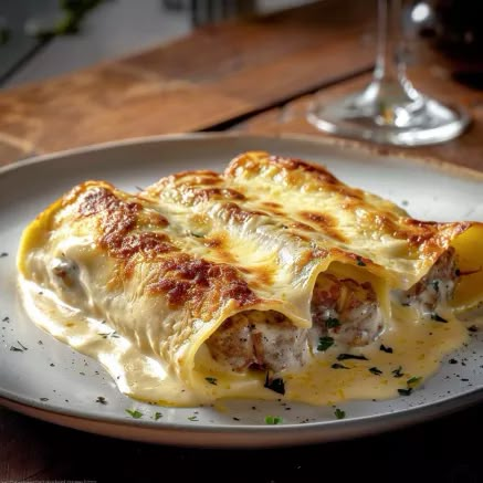 Involtini di lasagne al pollo Alfredo