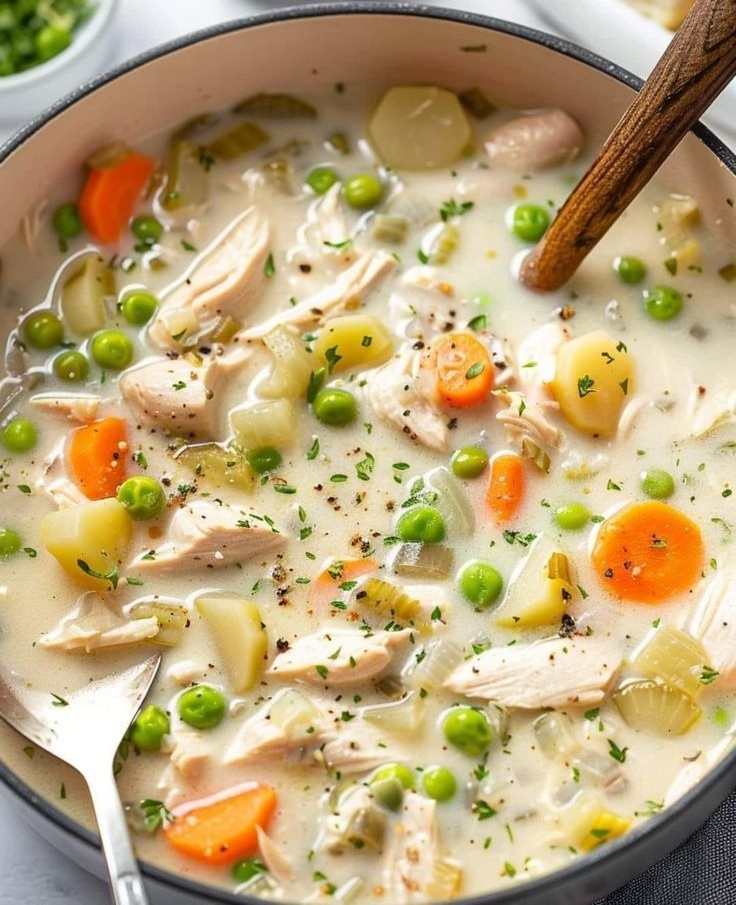 Zuppa di pollo cremosa con ingredienti antinfiammatori