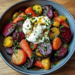 Insalata di barbabietole e carote arrostite con burrata