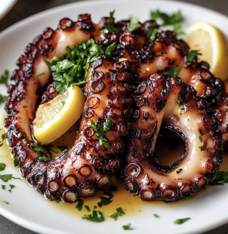 Tentacoli di polpo alla griglia con marinata al limone e origano